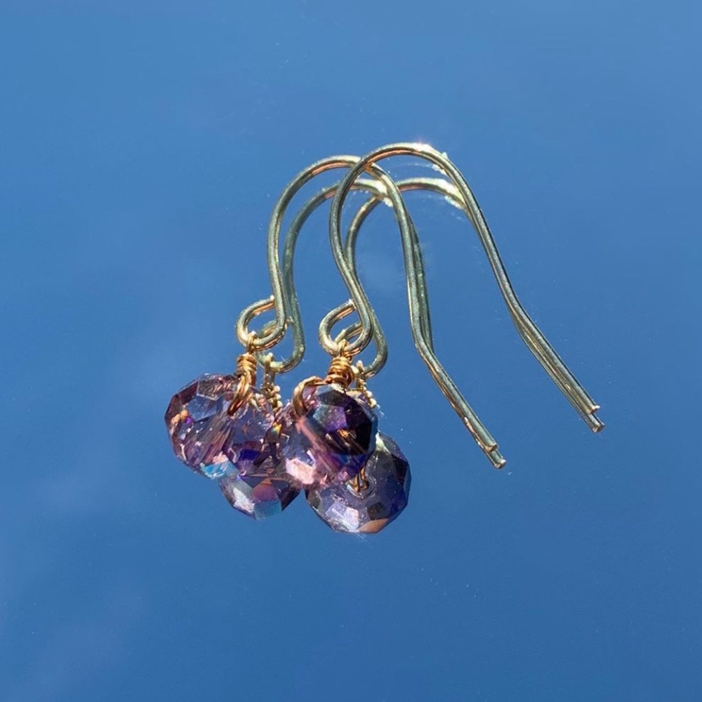 iridescent purple crystal earrings